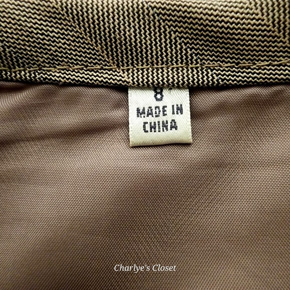 Brown Pinstripe Herringbone Pencil Skirt Lined Sz 8 Office Career Modern Preppy - Picture 7 of 7